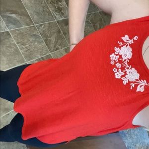 Red tank top with flower detailing